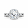 Cushion Cut Moissanite Engagement Ring Elongated Twist Style