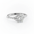 Cushion Cut Moissanite Engagement Ring, Elongated Vintage Shoulder Set Style