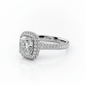 Cushion Cut Moissanite Engagement Ring, Full Set