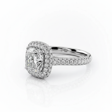 Cushion Cut Moissanite Engagement Ring, Full Set