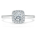 Cushion Cut Moissanite Engagement Ring, Halo Style