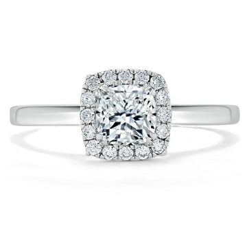 Cushion Cut Moissanite Engagement Ring, Halo Style