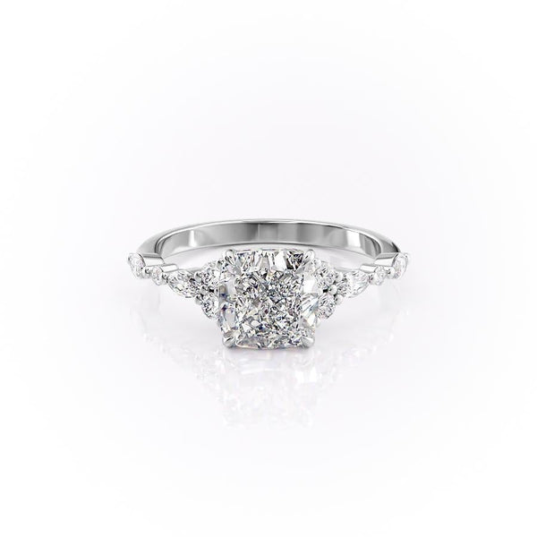 Cushion Cut Moissanite Engagement Ring, Shoulder Set Vintage Design