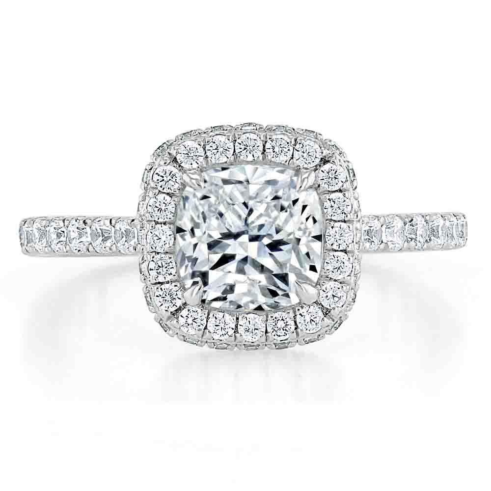 Cushion Cut Moissanite Engagement Ring, Tiffany Design