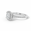 Cushion Cut Moissanite Engagement Ring, Tiffany Halo Design