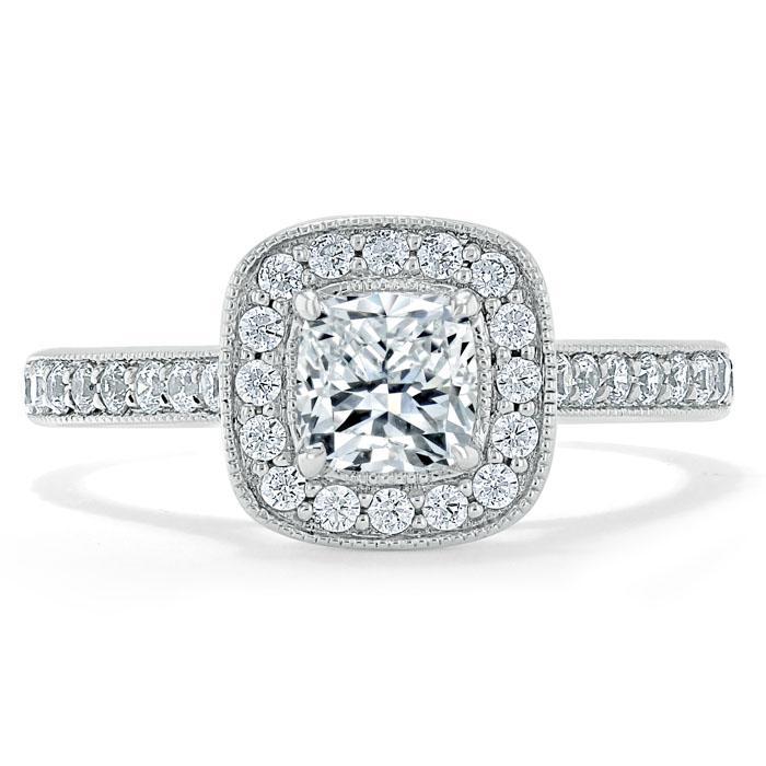 Cushion Cut Moissanite Engagement Ring, Tiffany Style Design