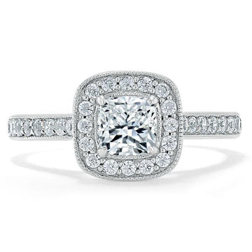 Cushion Cut Moissanite Engagement Ring, Tiffany Style Design