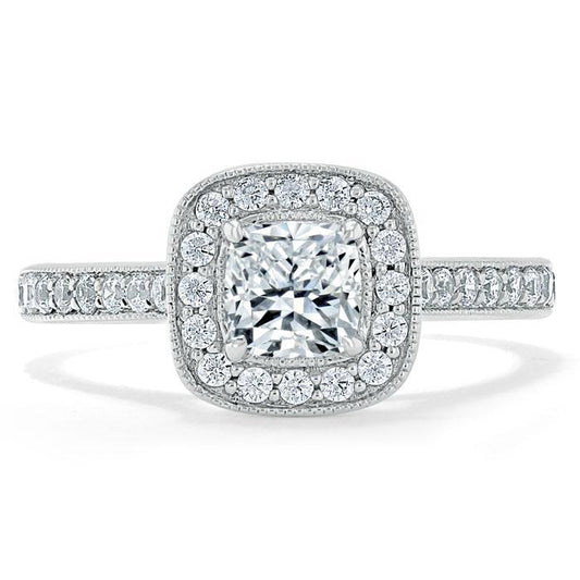 Cushion Cut Moissanite Engagement Ring, Tiffany Style Design