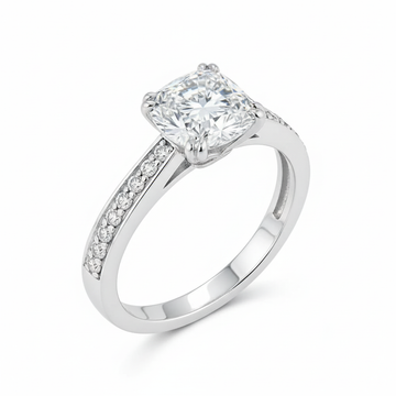 Cushion Cut Moissanite Engagement Ring, Timeless Classic Design