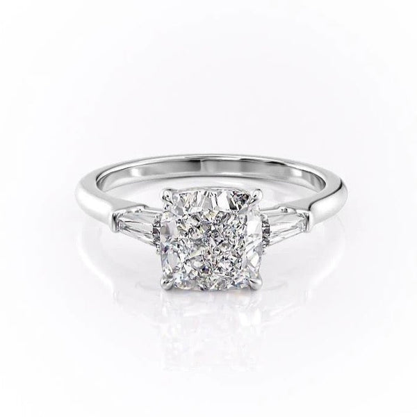Cushion Cut Moissanite Engagement Ring, Traditional Classic Design