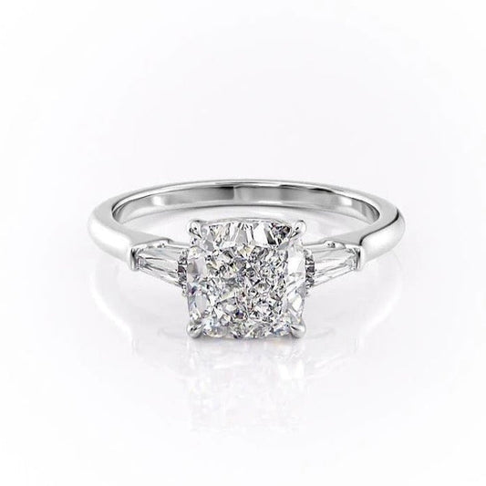 Cushion Cut Moissanite Engagement Ring, Traditional Classic Design