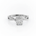 Cushion Cut Moissanite Engagement Ring, Twisted Stone Set Band