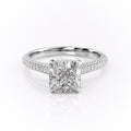 Cushion Cut Moissanite Engagement Ring With Pave Set Shoulders
