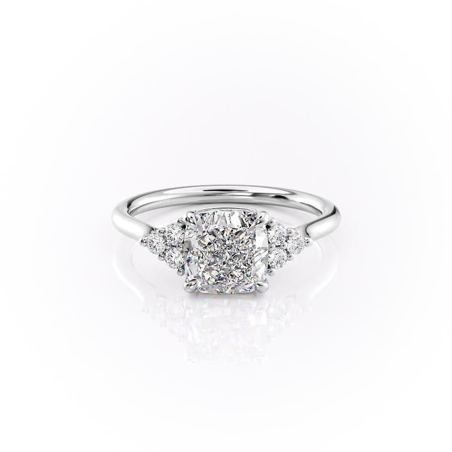 Cushion Cut Moissanite Engagement Ring, With Side Stones