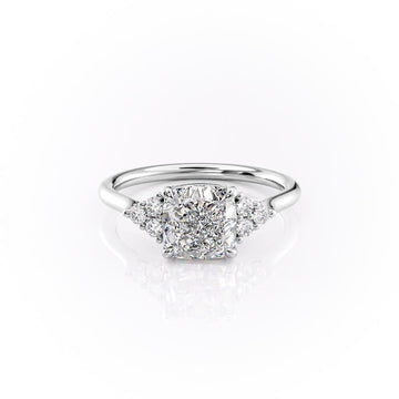 Cushion Cut Moissanite Engagement Ring, With Side Stones