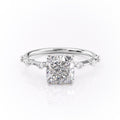 Cushion Cut Moissanite Engagement Ring, With Stone Set Shoulders