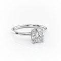 Cushion Cut Moissanite Engagement Ring featuring Hidden Halo Elegance