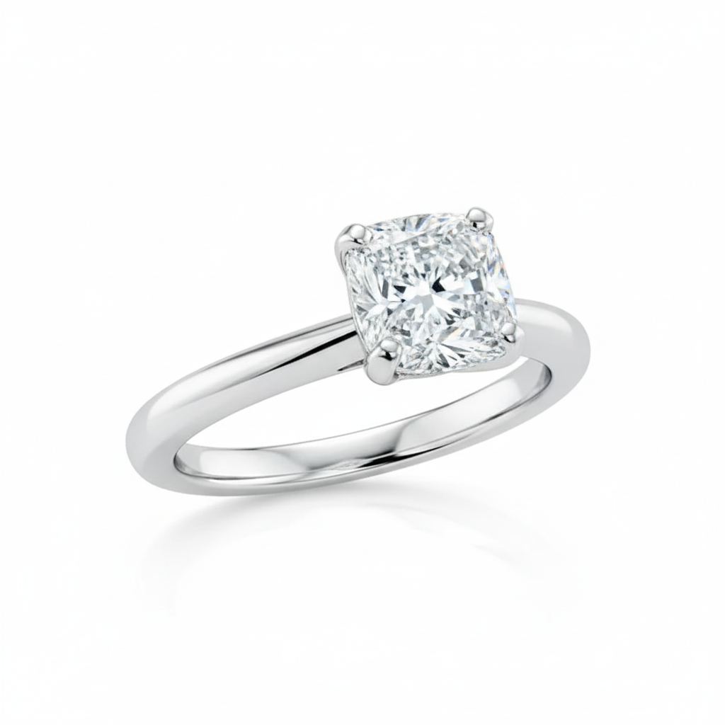 Cushion Cut Moissanite Engagement Ring in Refined Classic Style