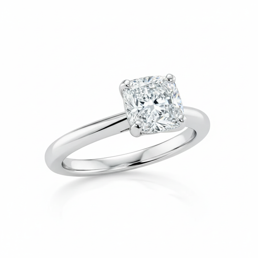 Cushion Cut Moissanite Engagement Ring in Refined Classic Style
