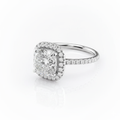 Cushion Cut Moissanite Engagement Ring with Classic Halo