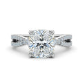 Cushion Cut Moissanite Engagement Ring with Criss-Cross Band Design