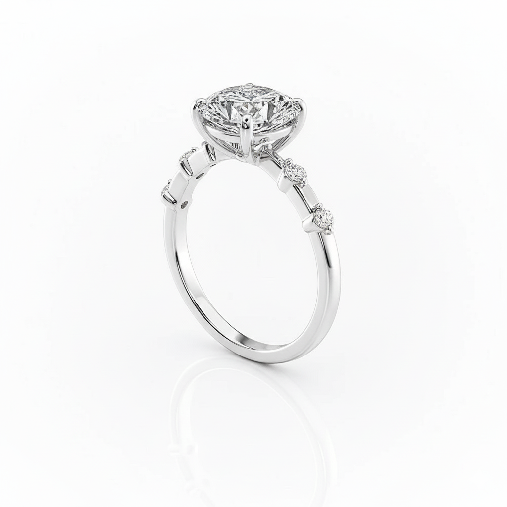 Cushion Cut Moissanite Engagement Ring with Delicate Vintage Style