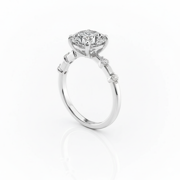 Cushion Cut Moissanite Engagement Ring with Delicate Vintage Style