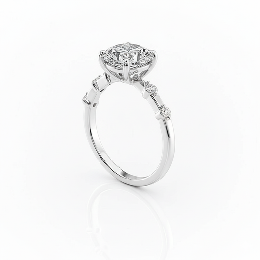 Cushion Cut Moissanite Engagement Ring with Delicate Vintage Style