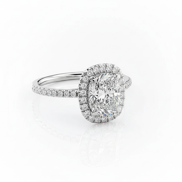 Cushion Cut Moissanite Engagement Ring with Elegant Halo Design