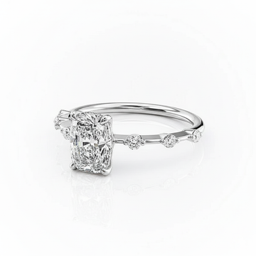 Cushion Cut Moissanite Engagement Ring with Elongated Stone Set Shoulders