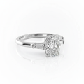 Cushion Cut Moissanite Engagement Ring with Elongated Traditional Classic Design