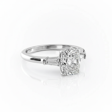 Cushion Cut Moissanite Engagement Ring with Elongated Traditional Classic Design