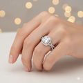 Cushion Cut Moissanite Engagement Ring with Halo and Split Shank Design