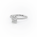 Cushion Cut Moissanite Engagement Ring with Hidden Halo