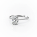 Cushion Cut Moissanite Engagement Ring with Hidden Halo Style