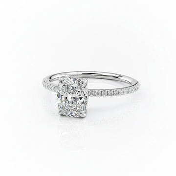 Cushion Cut Moissanite Engagement Ring with Hidden Halo Style