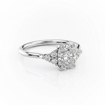 Cushion Cut Moissanite Engagement Ring with Side Stone Style