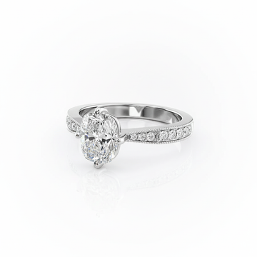 Cushion Cut Moissanite Engagement Ring with Stone Set Shoulders and Milgrain Edge