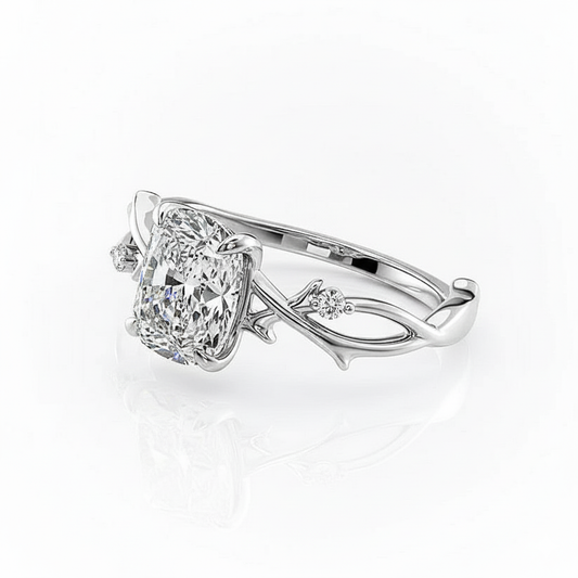 Cushion Cut Moissanite Engagement Ring with Twig Band