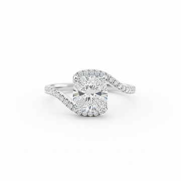 Cushion Cut Moissanite Engagement Ring with Twisted Band Design