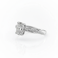 Cushion Cut Moissanite Engagement Ring with Twisted Shoulders and Hidden Halo
