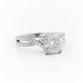 Cushion Cut Moissanite Engagement Ring with Twisted Stone Set Shoulders