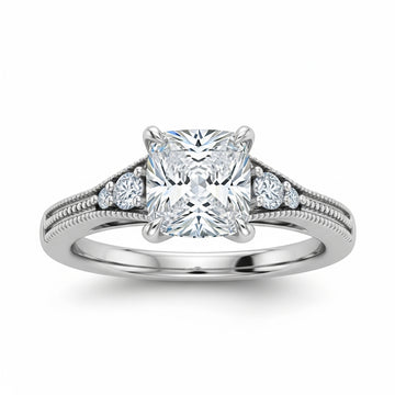 Cushion Cut Moissanite Engagement Ring with Vintage Design