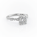 Cushion Cut Moissanite Engagement Ring with Vintage Halo Detailing
