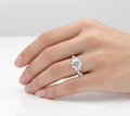 Cushion Cut Moissanite Engagement Ring, Elongated Vintage Shoulder Set Style