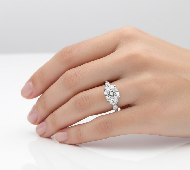 Cushion Cut Moissanite Engagement Ring, Elongated Vintage Shoulder Set Style
