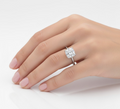 Cushion Cut Moissanite Engagement Ring featuring Hidden Halo Elegance