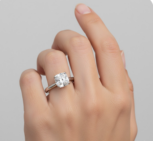 Cushion Cut Moissanite Engagement Ring in Refined Classic Style