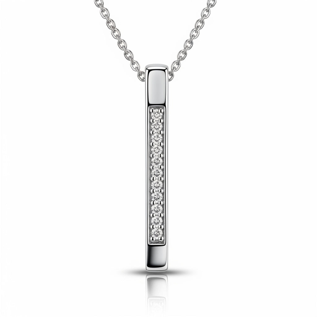 Drop Bar Moissanite Pendant Princess Cut
