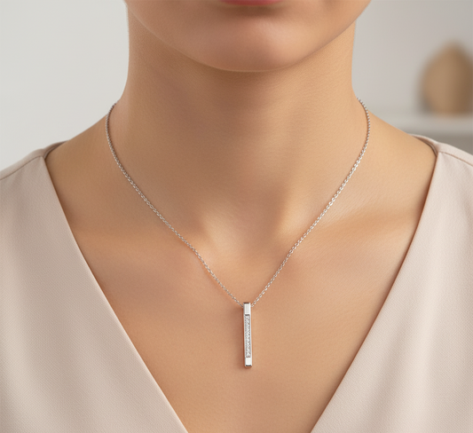 Drop Bar Moissanite Pendant Princess Cut